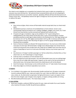 I-35 Speedway 2019 Sport Compact Rules