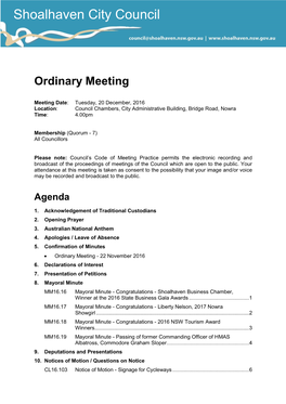 Agenda of Ordinary Meeting