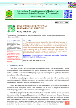 Dual-Band Helical Antennas for Navigation Receivers