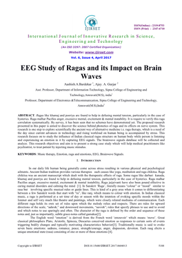 EEG Study of Ragas and Its Impact on Brain Waves Aashish.A.Bardekar 1, Ajay