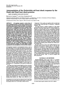 Autoregulation of the Escherichia Coli Heat Shock Response By