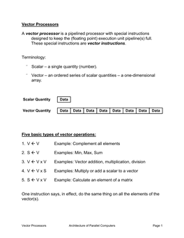 CSC506 Lecture 7 Vector Processors