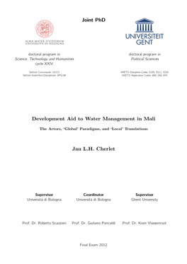 Development Aid to Water Management in Mali Jan L.H