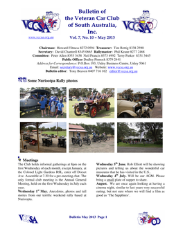 Bulletin of the Veteran Car Club of South Australia, Inc