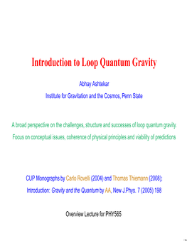 Introduction to Loop Quantum Gravity