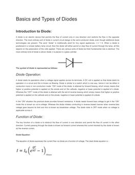 Basics and Types of Diodes