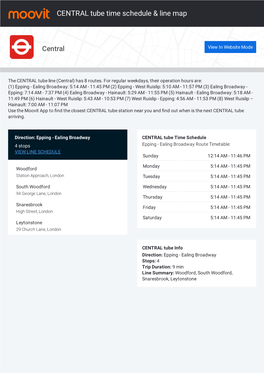 CENTRAL Tube Time Schedule & Line Route