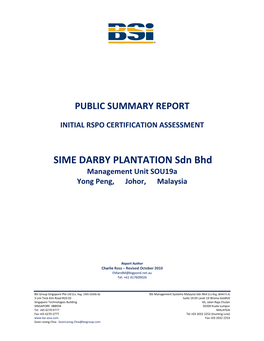 Initial Rspo Certification Assessment