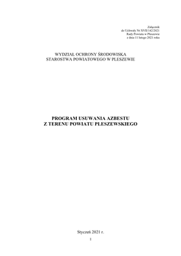 Program Usuwania Azbestu Z Terenu Powiatu Pleszewskiego