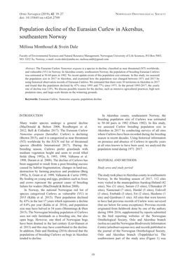 Population Decline of the Eurasian Curlew in Akershus, Southeastern Norway