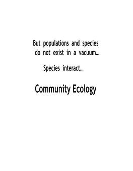 Community Ecology Review