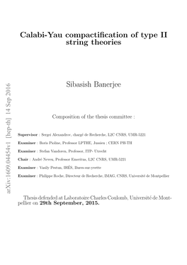 Calabi-Yau Compactification of Type II String Theories Sibasish Banerjee