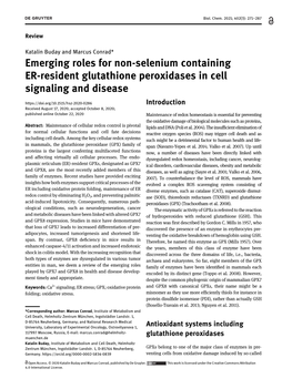 Emerging Roles for Non-Selenium Containing ER-Resident Glutathione
