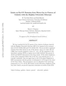 Arxiv:Astro-Ph/9607126V1 24 Jul 1996