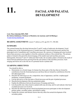 Facial and Palatal Development