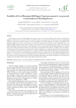 Possibility of Use of Romanian Bell Pepper (Capsicum Annuum L