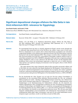 Significant Depositional Changes Offshore the Nile Delta in Late Third