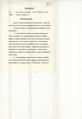 Lewis F .. Powell, Jr. Here 1S a Draft Memorandum on the Death Eases. I Would Like to Turn This Over to You to Put in Appropriat