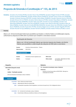 Proposta De Emenda À Constituição N° 155, De 2015