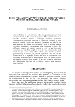 Using Parliamentary Materials in Interpretation: Insights from Parliamentary Process