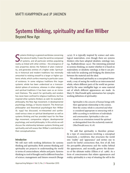 Systems Thinking, Spirituality and Ken Wilber Beyond New Age