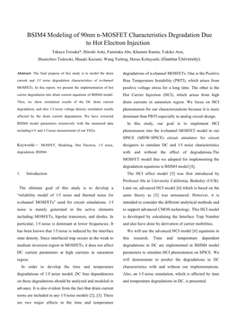 BSIM4 Modeling of 90Nm N-MOSFET Characteristics Degradation Due To