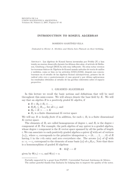 Introduction to Koszul Algebras 1. Graded