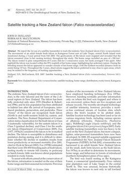 Satellite Tracking a New Zealand Falcon (Falco Novaeseelandiae)