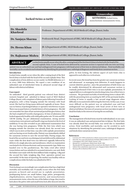 Dr. Shushila Kharkwal Locked Twins-A Rarity ABSTRACT Gynaecology Dr