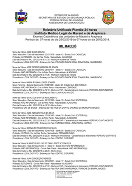 Estado De Alagoas Secretaria De Estado Da Segurança Pública Perícia Oficial De Alagoas Assessoria De Comunicação