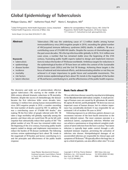 Global Epidemiology of Tuberculosis