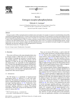 Estrogen Receptor Phosphorylation Deborah A