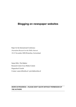 Blogging on Newspaper Websites