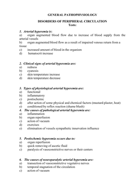 1. Arterial Hyperemia Is : A) Organ Augmented Blood Flow Du