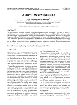 A Study of Water Supercooling