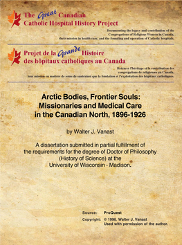 Missionaries and Medical Care in the Canadian North, 1896-1926