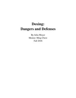 Doxing: Dangers and Defenses