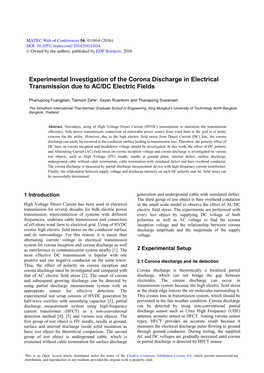 Experimental Investigation of the Corona Discharge in Electrical Transmission Due to AC/DC Electric Fields