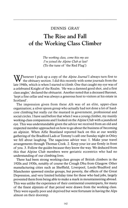 The Rise and Fall of the Working Class Climber