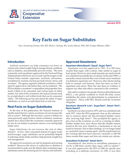 Key Facts on Sugar Substitutes Traci Armstrong Florian, MS, RD; Heidi L