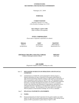 United States Securities and Exchange Commission Form