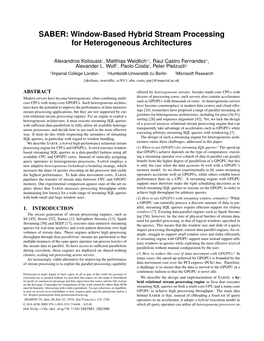 SABER: Window-Based Hybrid Stream Processing for Heterogeneous Architectures