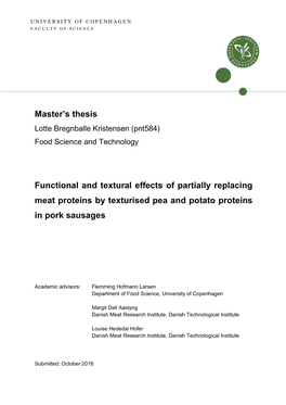 Master's Thesis Functional and Textural Effects of Partially Replacing Meat