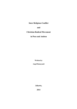 Inter Religions Conflict and Christian Radical Movement in Poso And