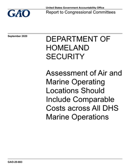GAO-20-663, Department of Homeland Security: Assessment Of