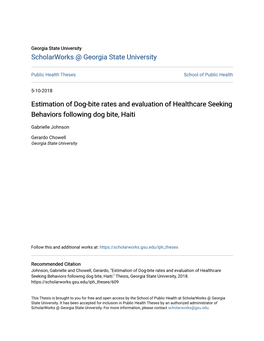 Estimation of Dog-Bite Rates and Evaluation of Healthcare Seeking Behaviors Following Dog Bite, Haiti