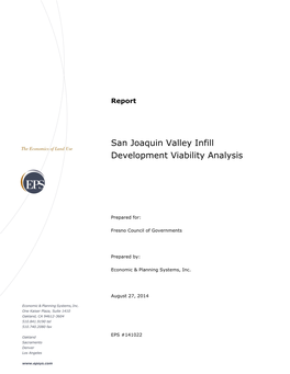 San Joaquin Valley Infill Development Viability Analysis