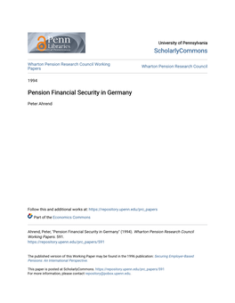 Pension Financial Security in Germany