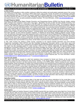 La Niña Outlook the Impact of the Prevailing La Niña Condition Continues to Affect the Southern and South-Eastern Pastoralist