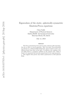 Eigenvalues of the Static, Spherically-Symmetric Einstein